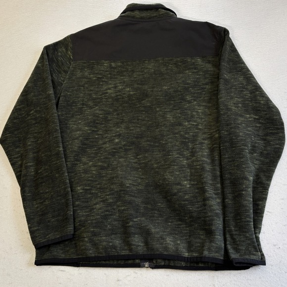 Open Trails Fleece Jacket Mens Medium Green Black Full Zip Mock Neck Outdoors - Picture 7 of 8